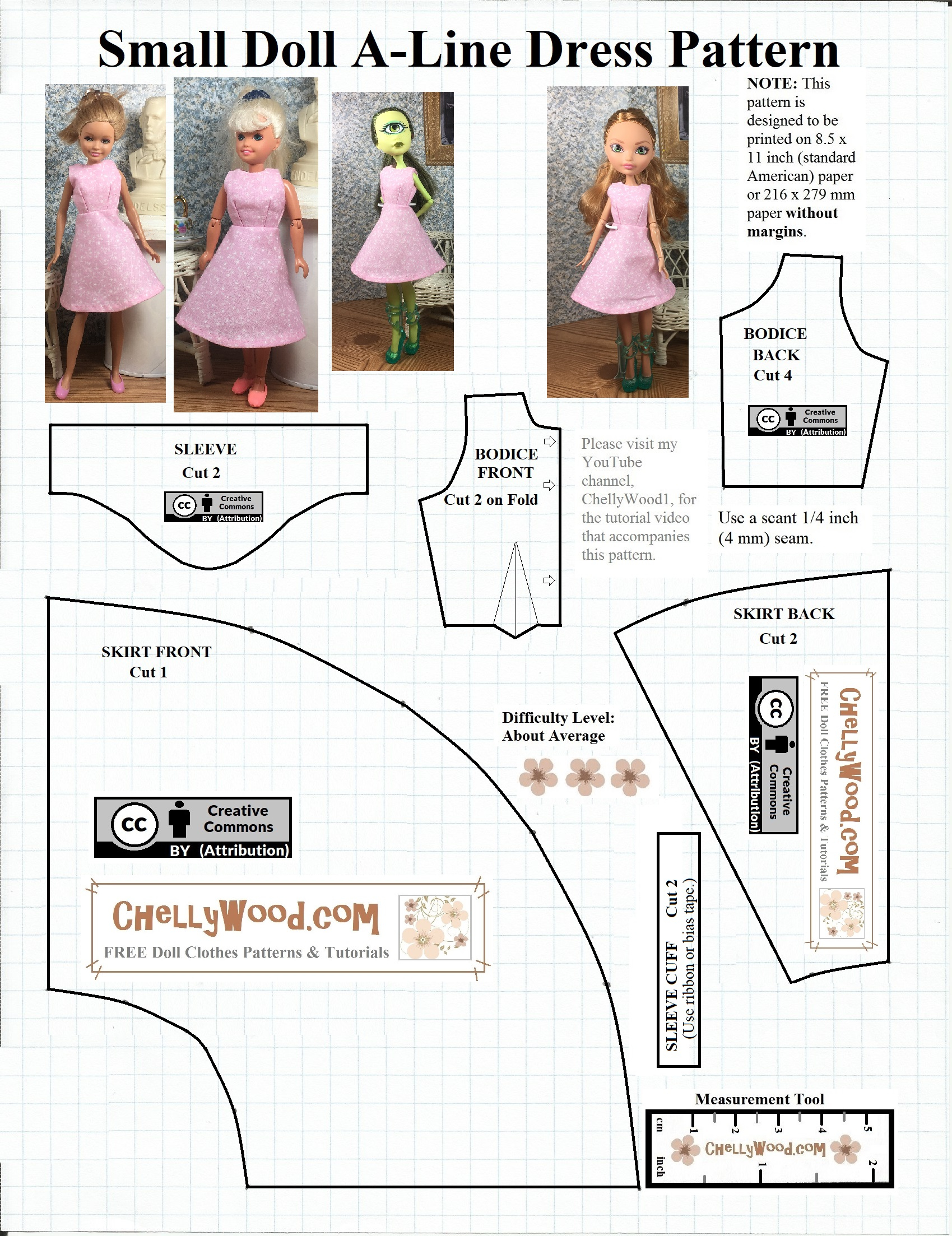 FREE Printable sewing Pattern For Small dolls Free 