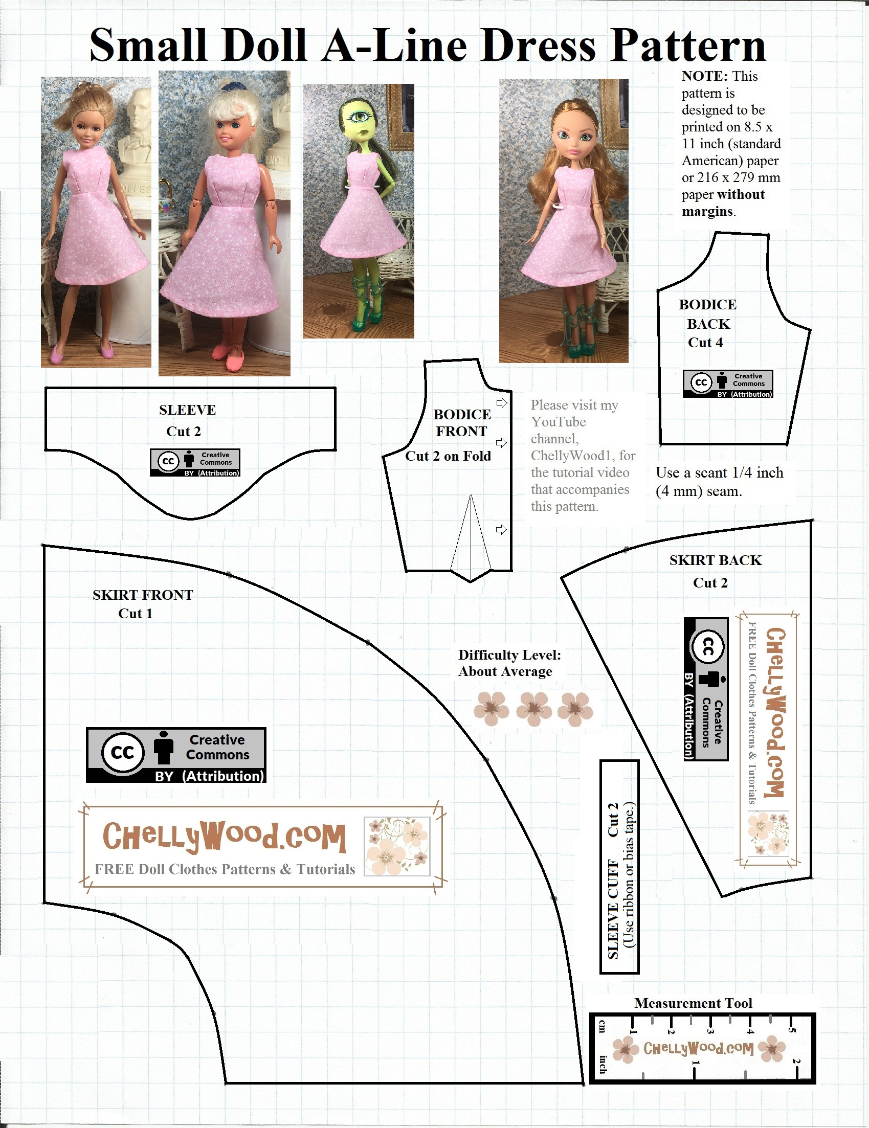 FREE Printable sewing Pattern For Small dolls Free