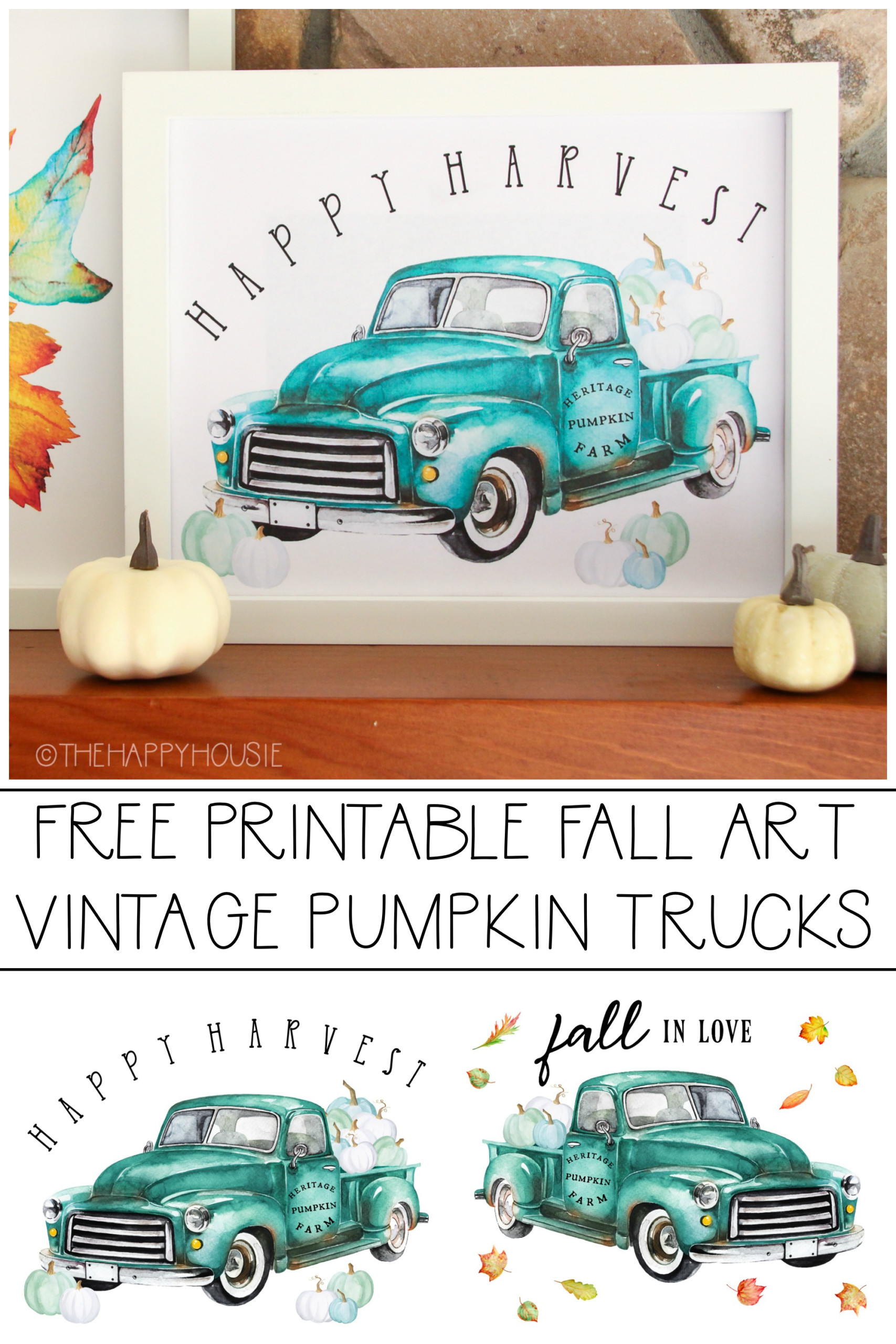 Free Printable Vintage Truck Heritage Pumpkin Farm Prints 