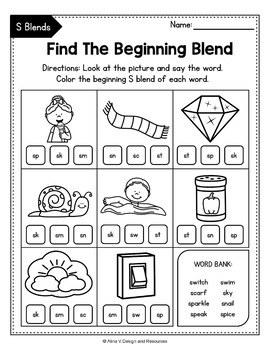 FREE S Blends Worksheets R Blends Activities By Alina V 