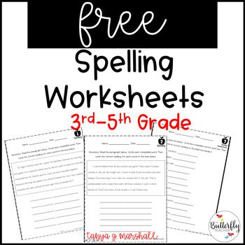 FREE Spelling Worksheets 3rd 5th Grade Spelling Practice 