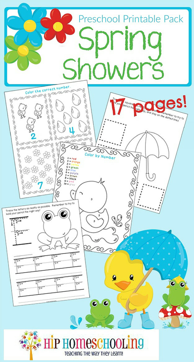 Free Spring Showers Preschool Printable Pack