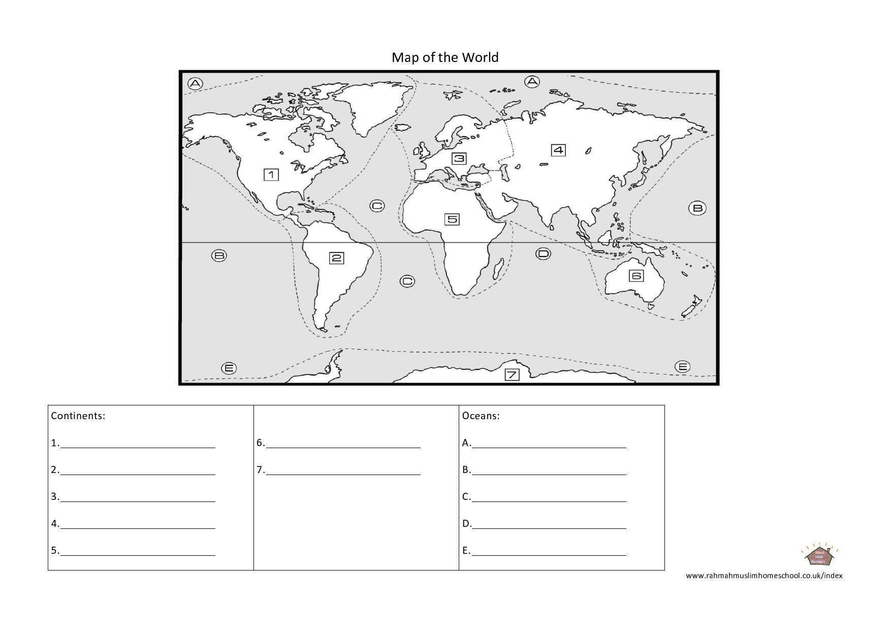 Geography Continents And Oceans Worksheet The Resources 
