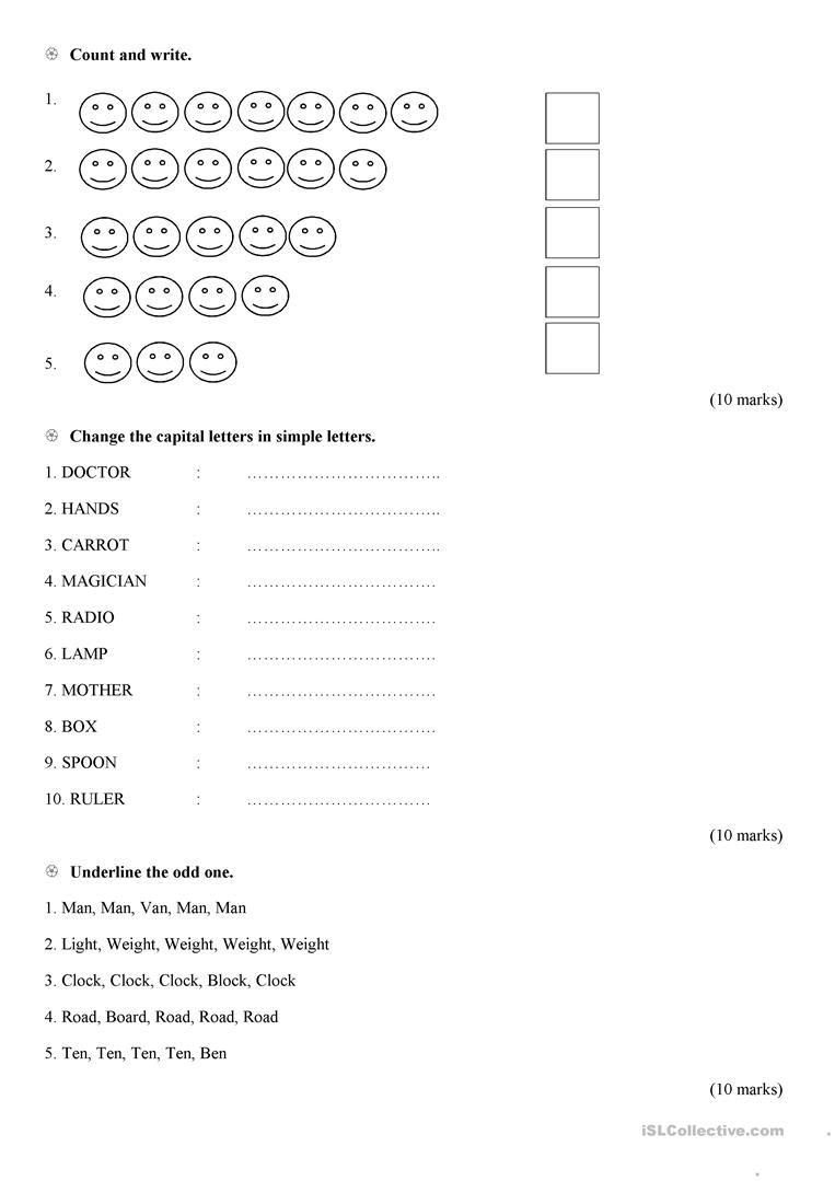 Grade 1 English Worksheet By Tharahai Institution