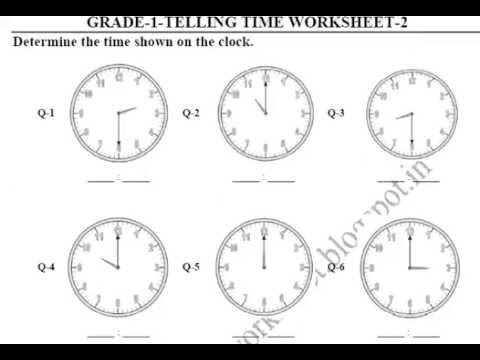 Grade 1 Telling Time Printable Worksheets YouTube