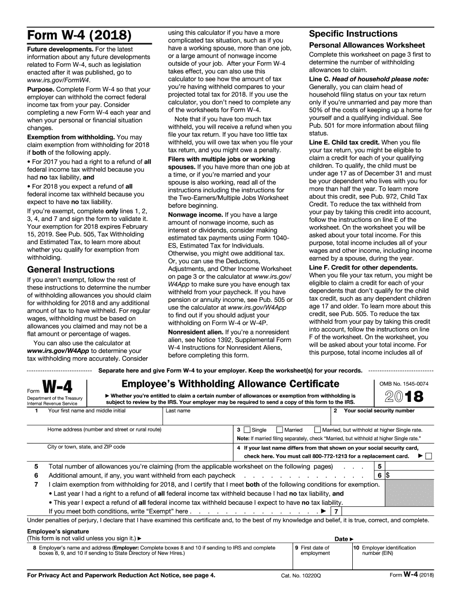 IRS W 4 Form 2021 Printable New Blank Tax PDF