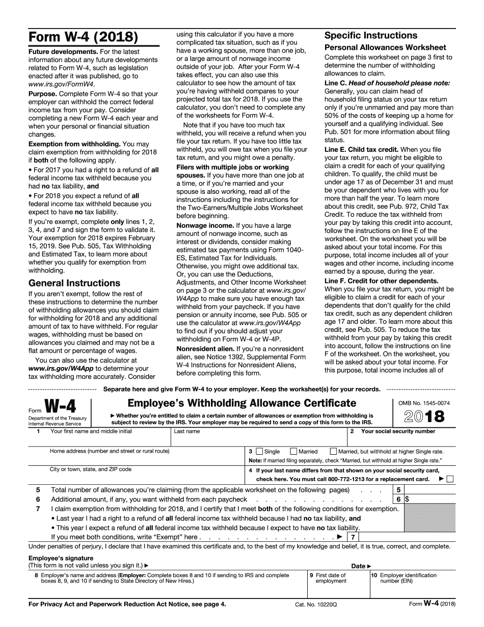IRS W 4 Form 2025 Printable New Blank Tax PDF
