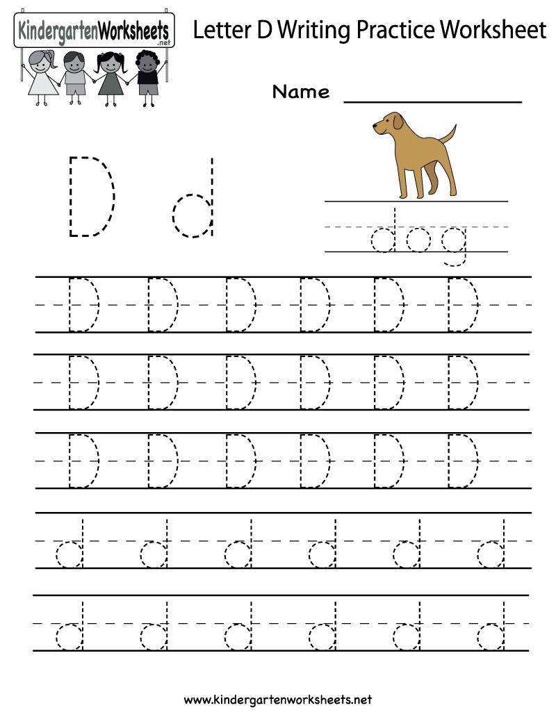 Kindergarten Letter D Writing Practice Worksheet Printable 