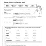Latin Roots Aud Grat Ject Grade 6 Vocabulary