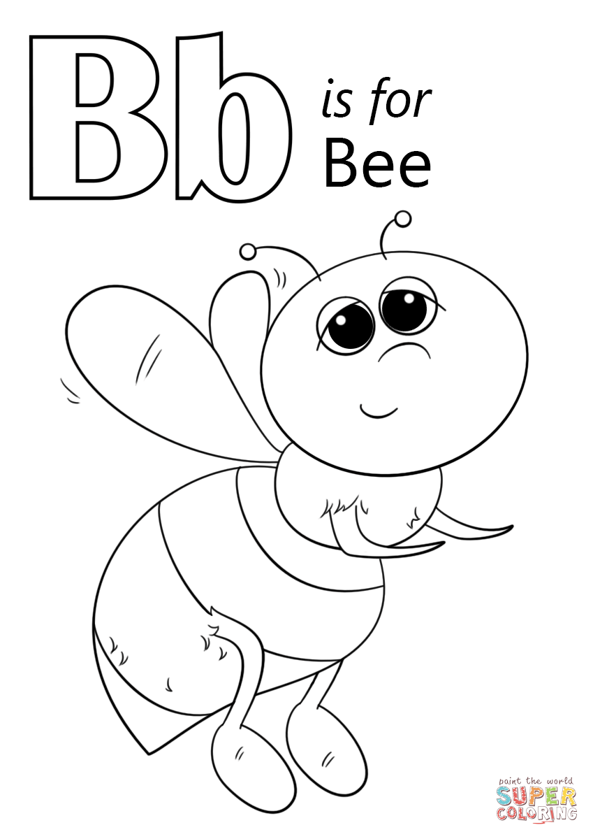 Letter B Is For Bee Coloring Page Free Printable 