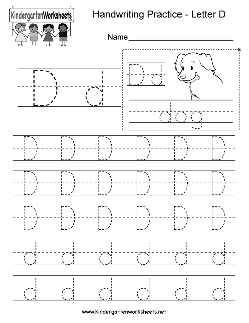 Letter D Writing Practice Worksheet Free Kindergarten 