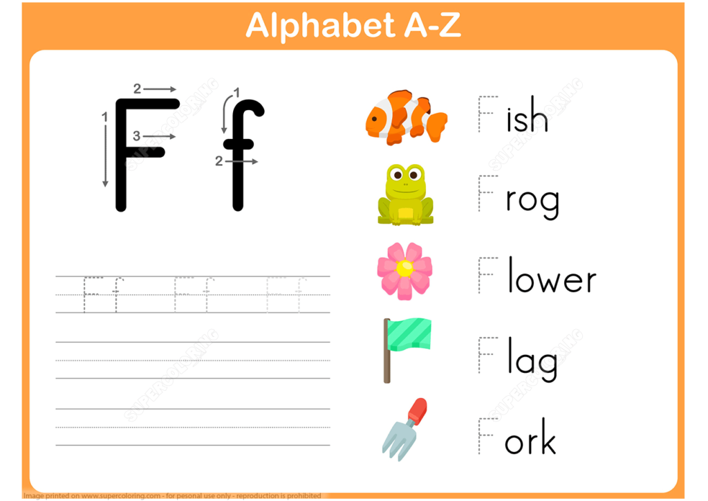Letter F Tracing Worksheet Free Printable Puzzle Games
