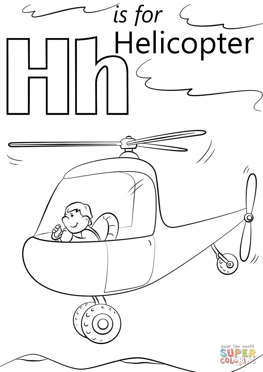 Letter H Is For Helicopters Coloring Page Free Printable 