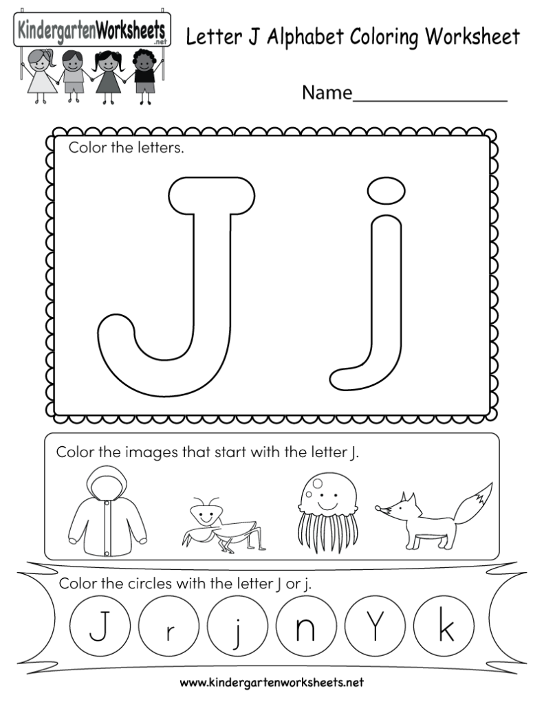 Letter J Coloring Worksheet Free Kindergarten English