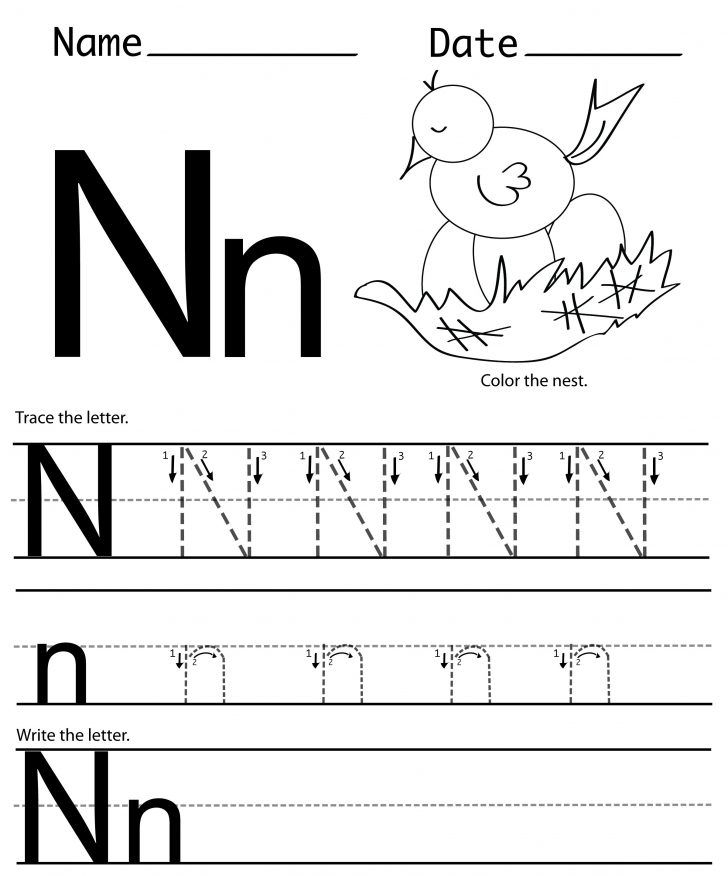Letter N Worksheets For Preschool Kindergarten Printable 