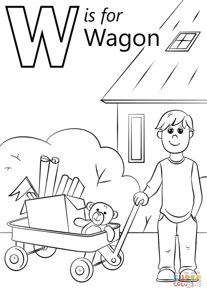 Letter W Is For Wagon Coloring Page Free Printable