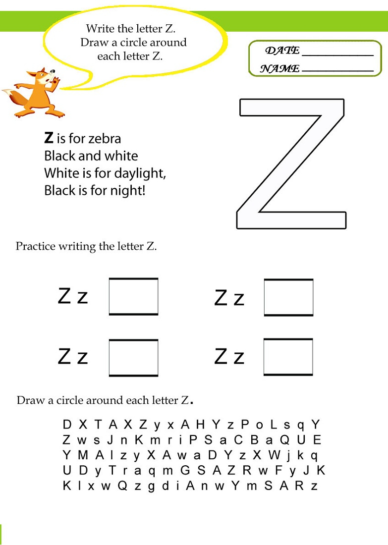 Letter Z Worksheets To Print Activity Shelter