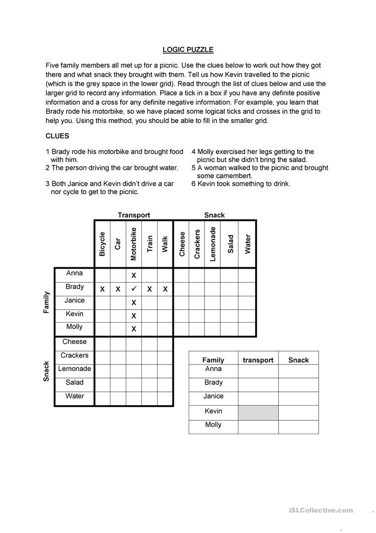 Logic Puzzle Worksheet Free ESL Printable Worksheets 