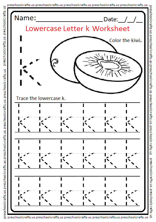 Lowercase Letter K Worksheets Free Printable Preschool 
