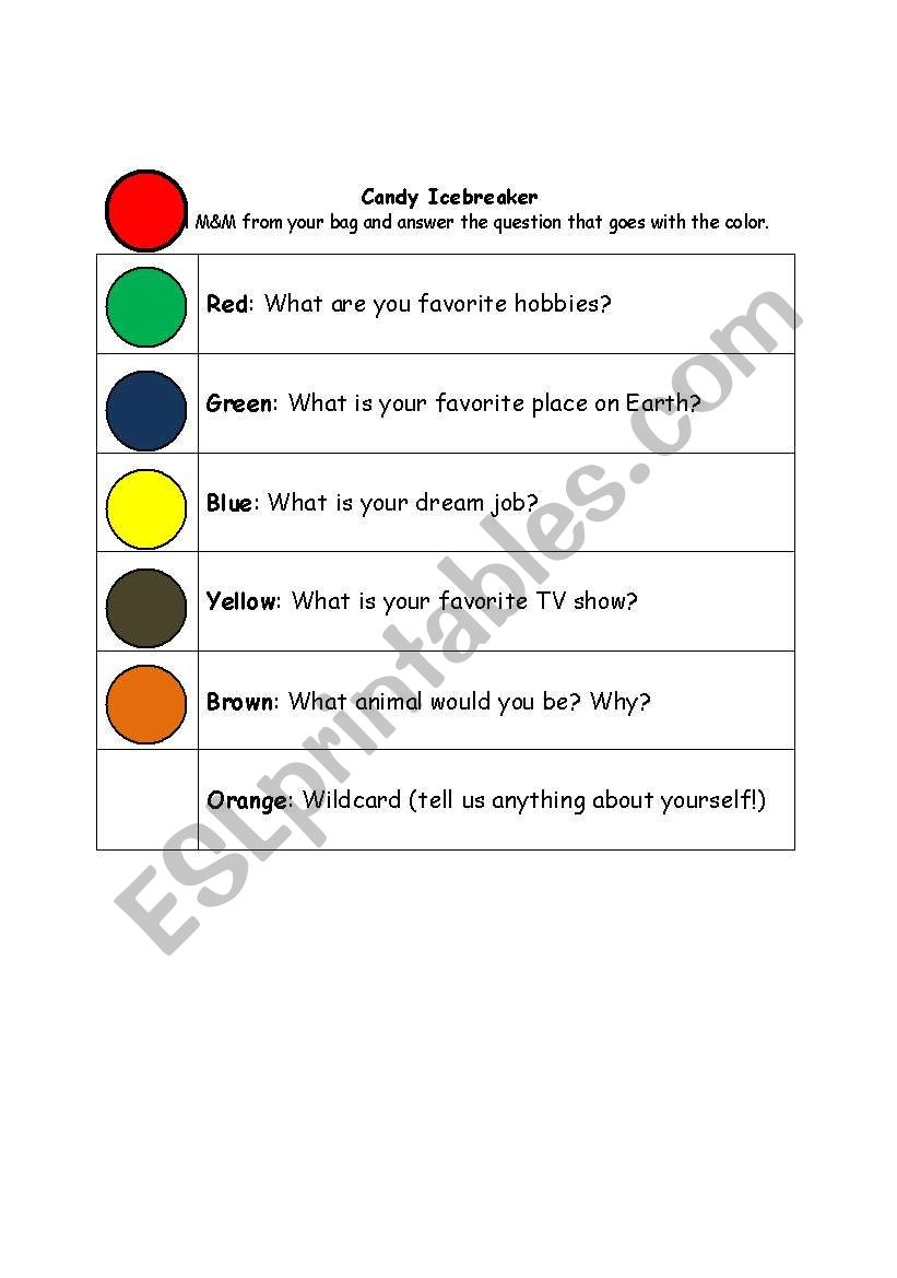 M M Icebreaker ESL Worksheet By Lmrein