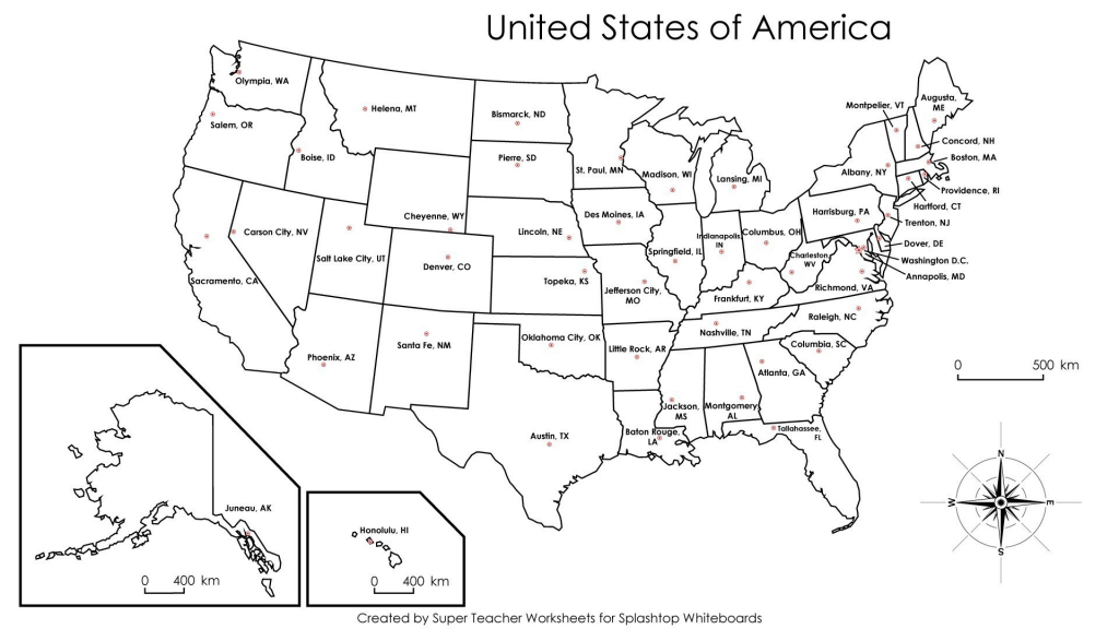 Map Of Us Capitals Printable States And Capitals 
