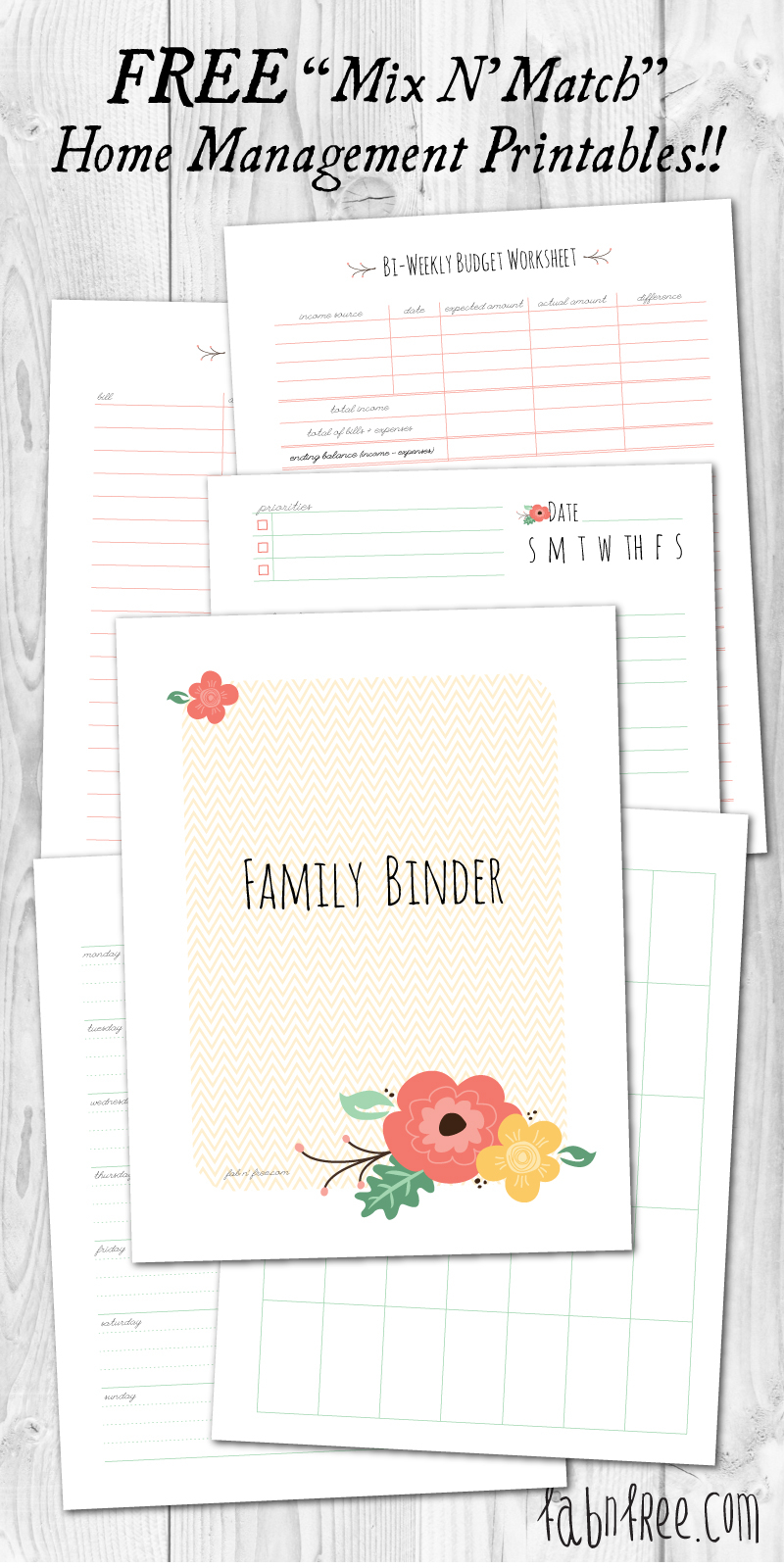 More Than 200 FREE Home Management Binder Printables Fab 