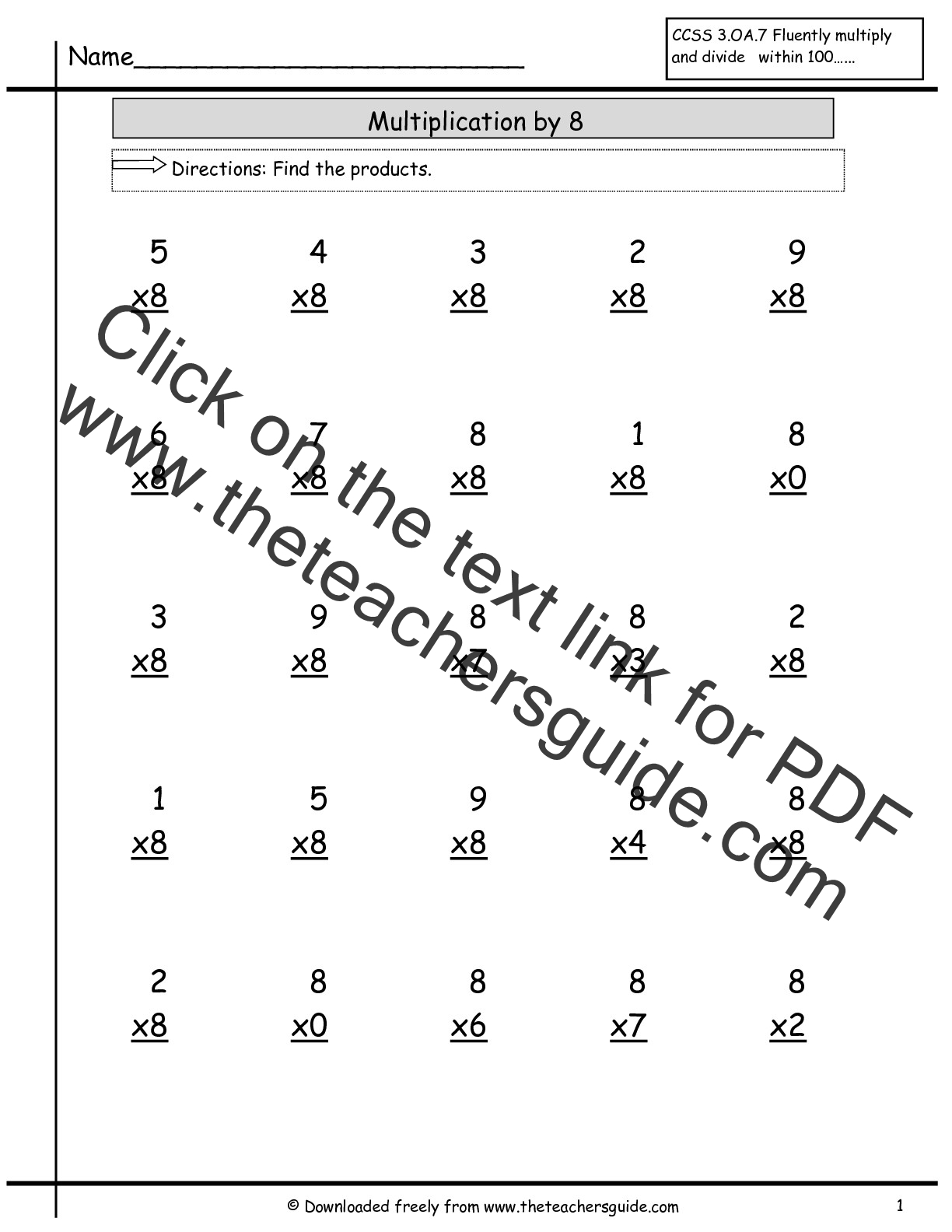 Multiplication Facts Worksheets From The Teacher s Guide