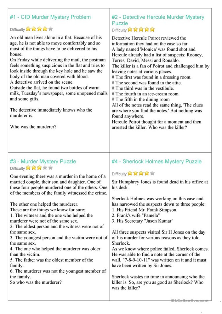 Mystery Riddles Game English ESL Worksheets For Distance