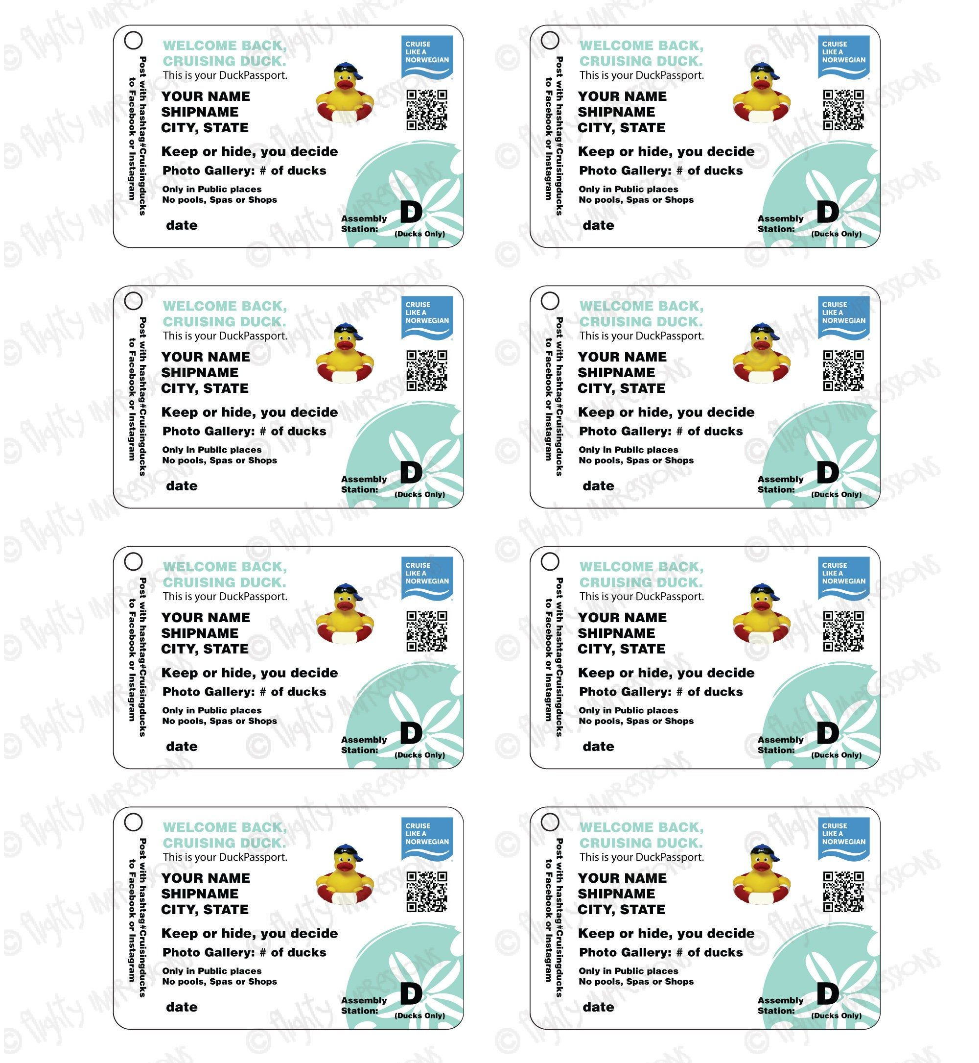 NCL Duck Passport Tags Customizable DIGITAL File Only You 