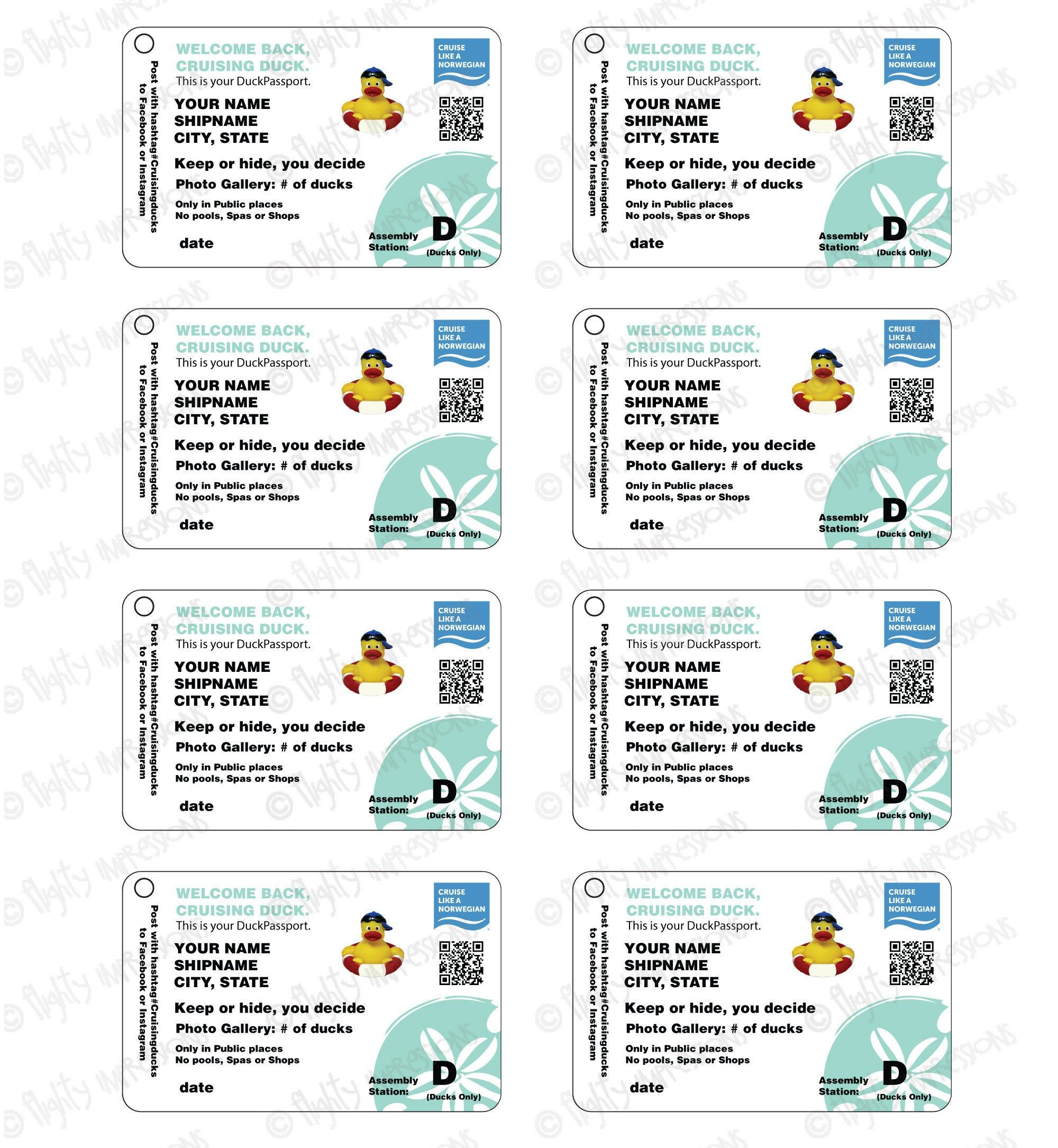 NCL Duck Passport Tags Customizable DIGITAL File Only You 