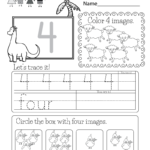 Number Four Worksheet Free Kindergarten Math Worksheet