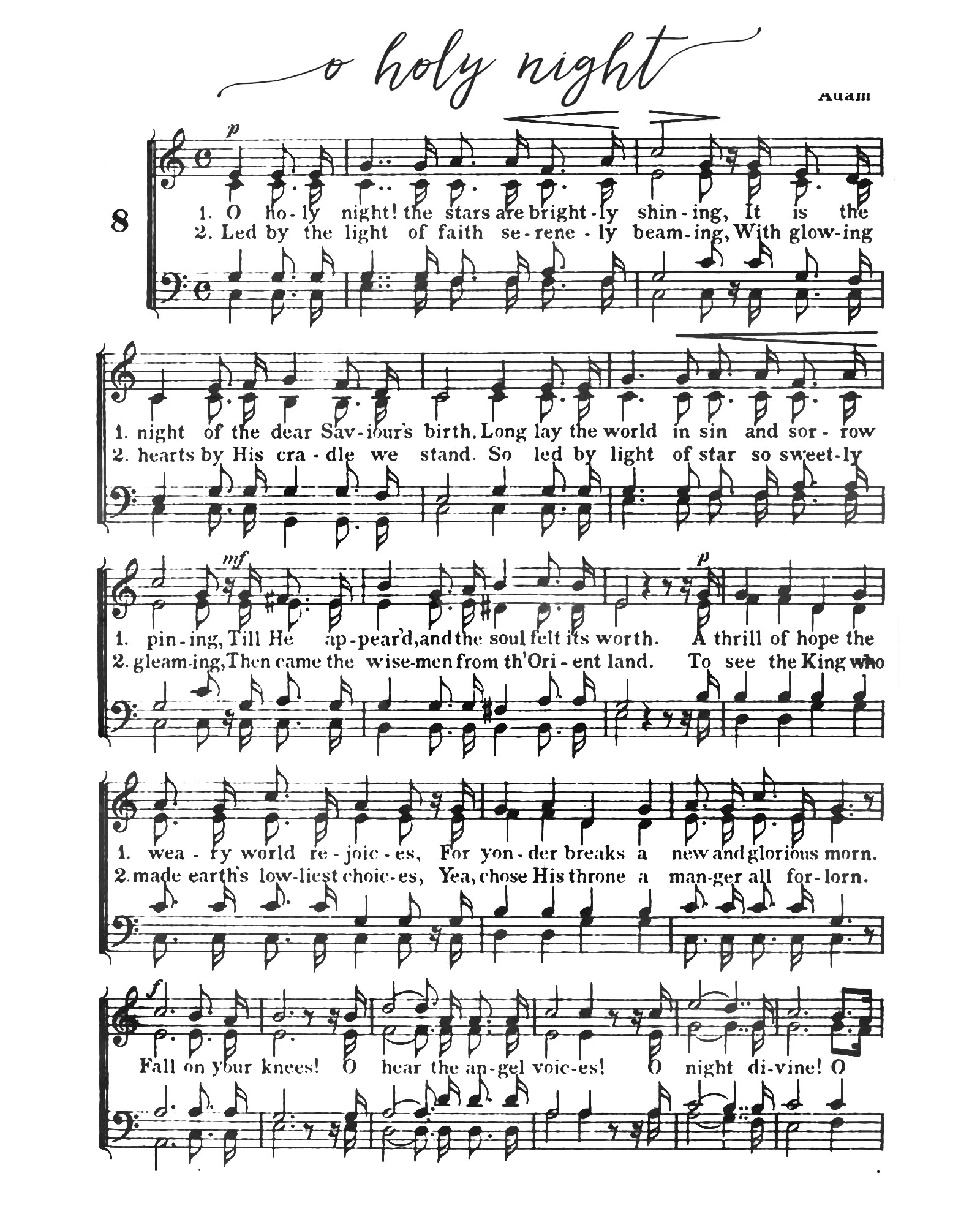 O Holy Night Free Printable Christmas Sheet Music Our 