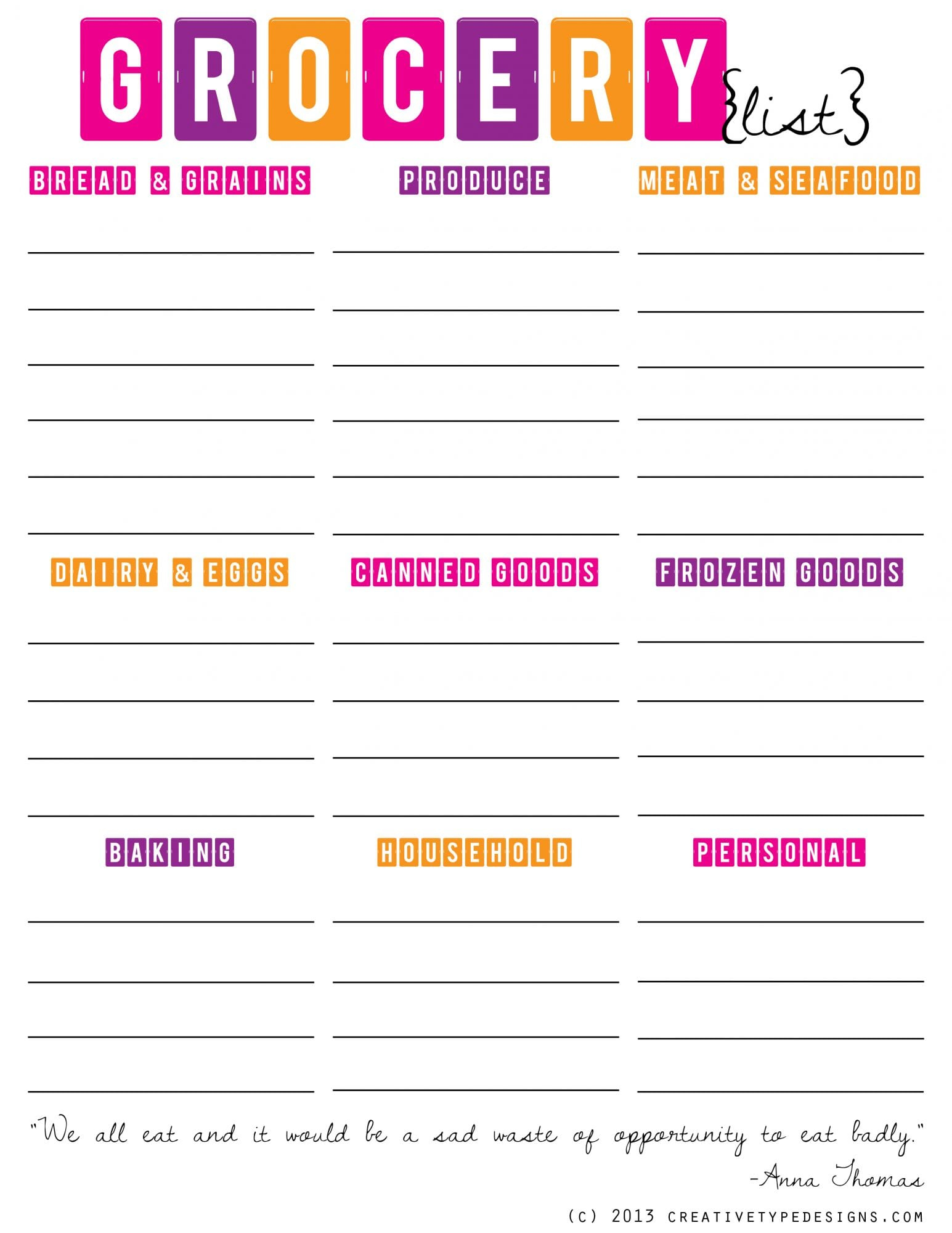 Organized Grocery Store List Free Printable Dawn 