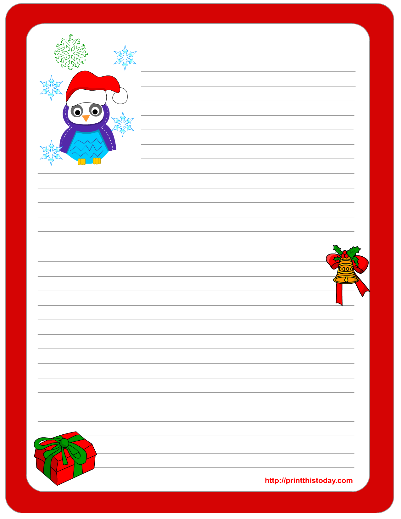 Owl Christmas Printable Stationery Bookmarks Candy 