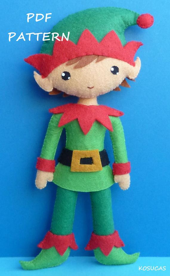 PDF Sewing Pattern To Make A Felt Christmas Elf 