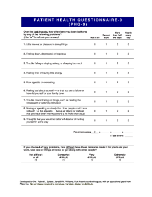 Phq Fill Online Printable Fillable Blank PDFfiller