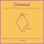 Printable 60 Degree Diamond EPP Template Instant PDF