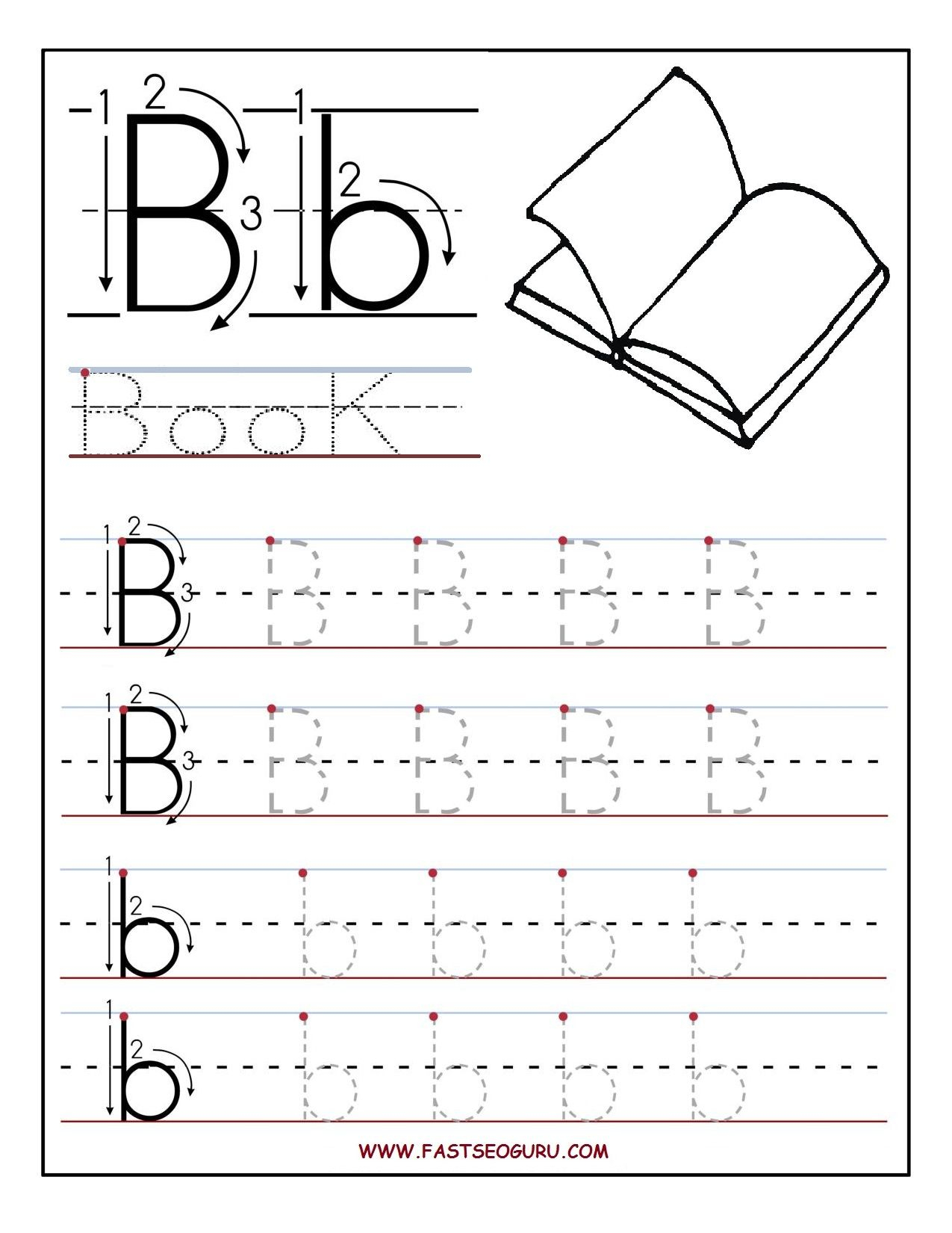 Printable Letter B Tracing Worksheets For Preschool 