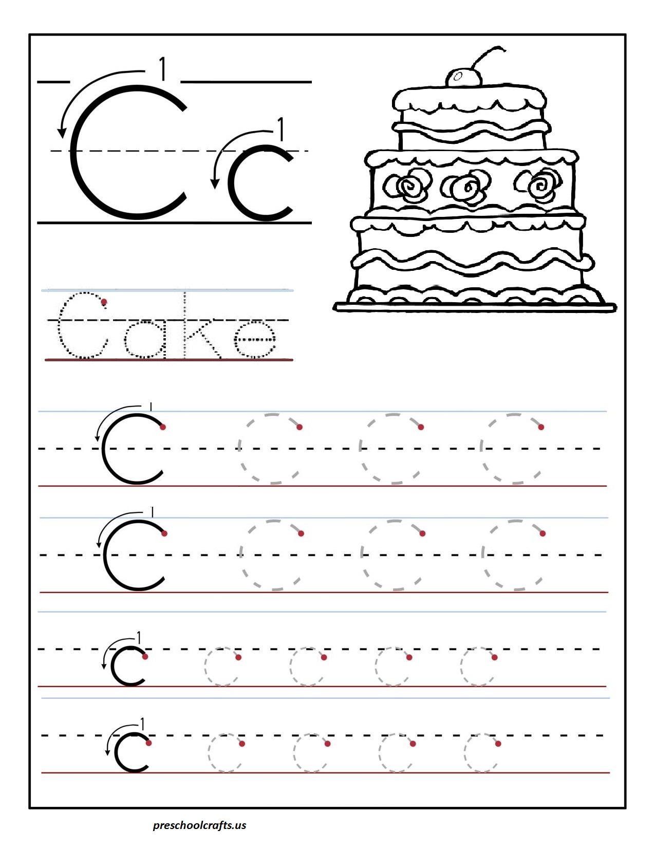 Printable Letter C Tracing Worksheets For 