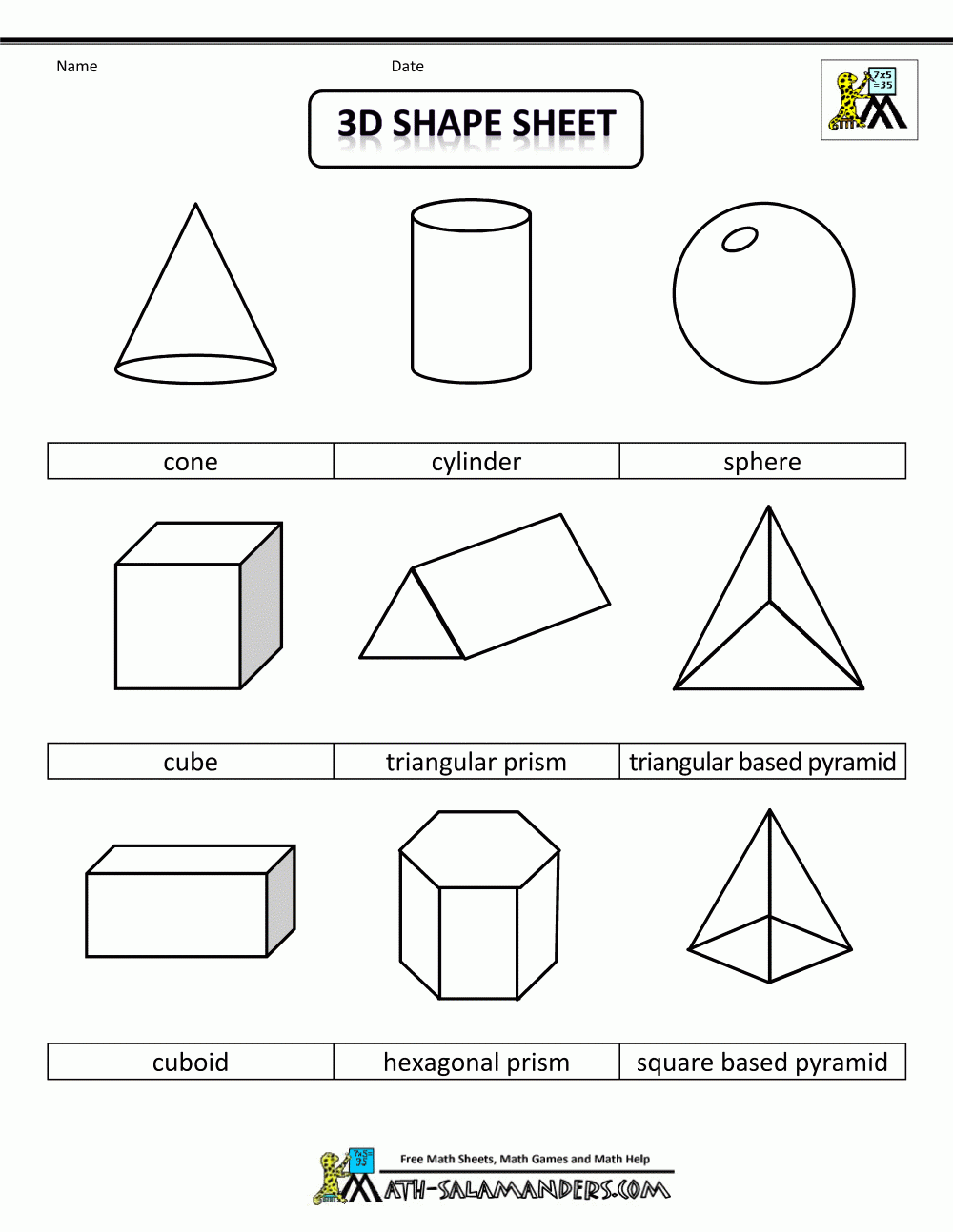 Printable Shapes 2D And 3D