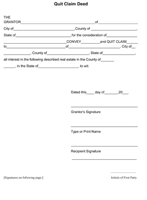 QuitClaim Deed Form Free Printable QuitClaim Deed 