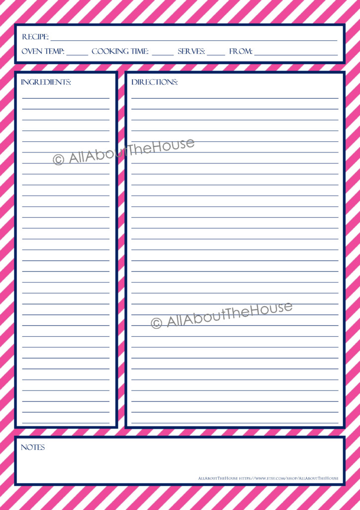 Recipe Template AllAboutTheHouse Printables