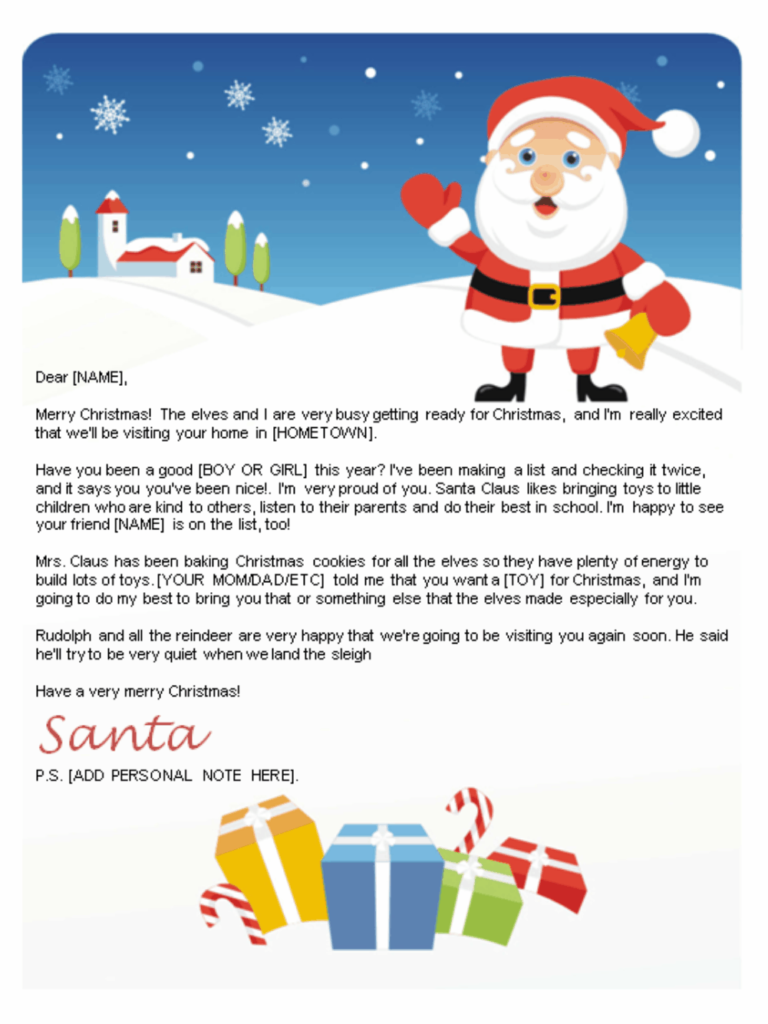 Santa Letters To Print At Home Christmas Letter Template