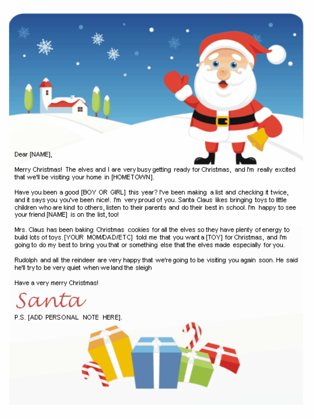 Santa Letters To Print At Home Christmas Letter Template 