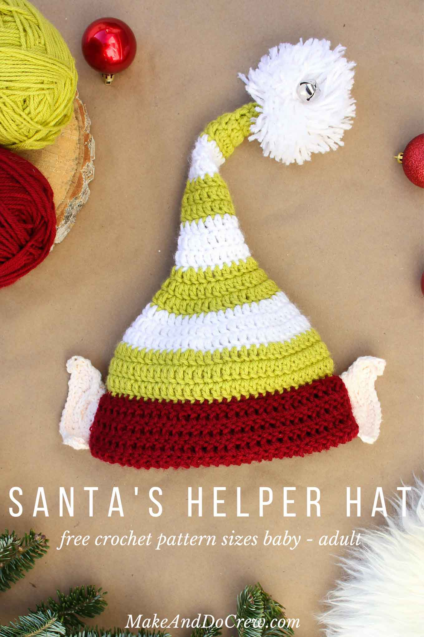 Santa s Helper Free Crochet Elf Hat Pattern With Ears 