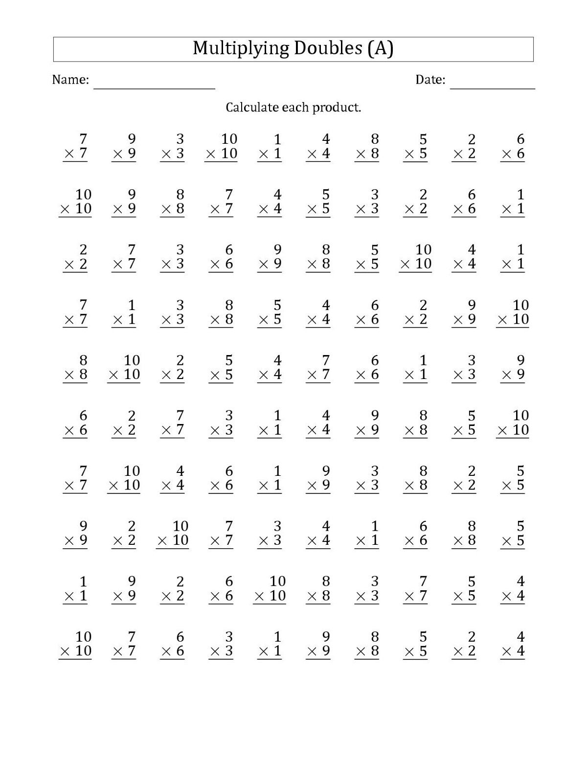 Sixth Grade Multiplying Doubles Math Worksheets K5 