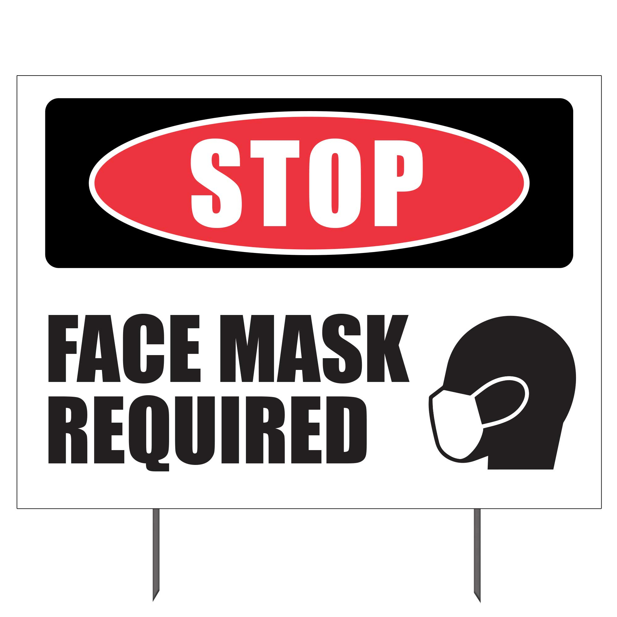  Stop Face Mask Required Double sided Yard Sign 23x17 