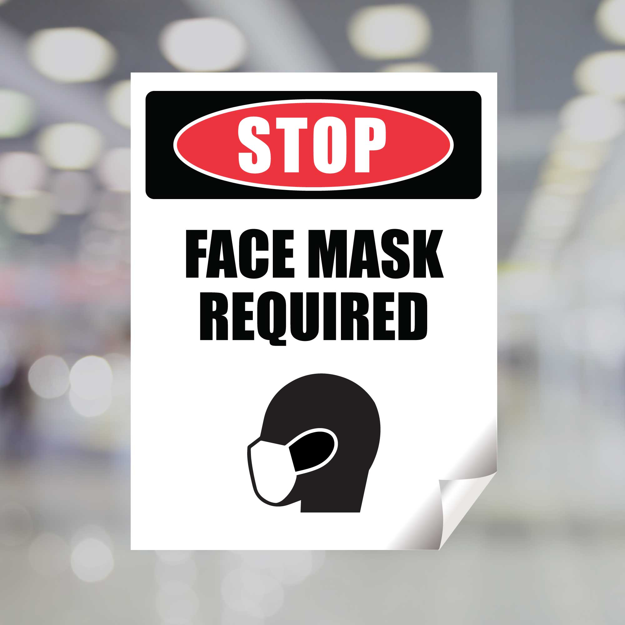  Stop Face Mask Required Window Decal Plum Grove