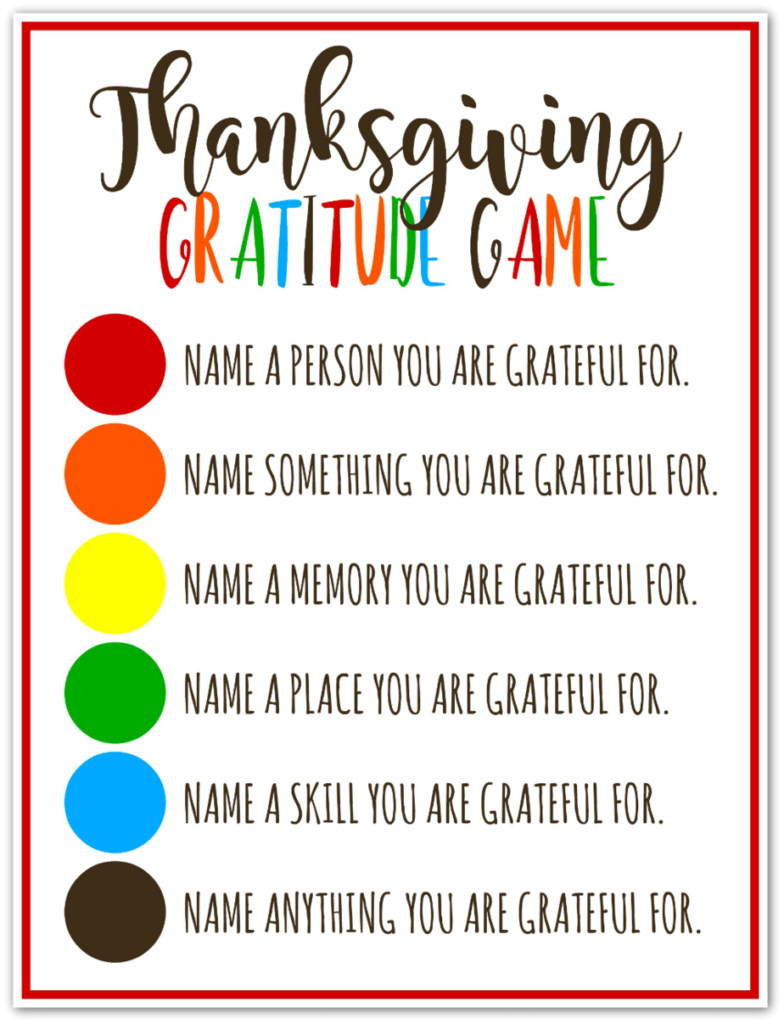 Thanksgiving Gratitude Game A Fun Game For The Whole Family