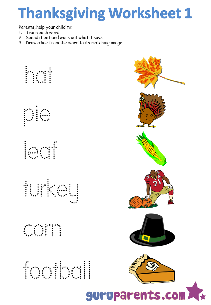 Thanksgiving Worksheets Guruparents